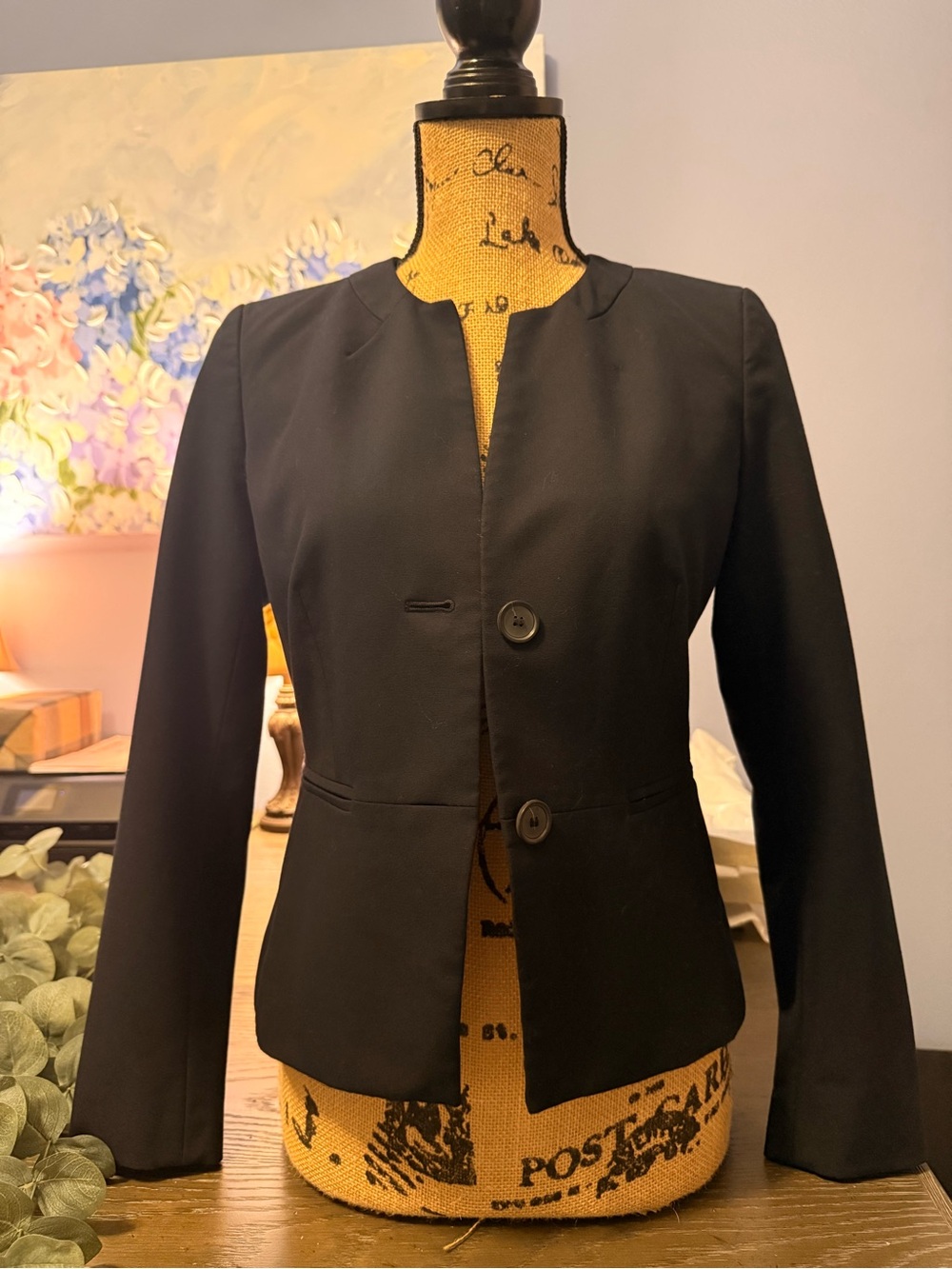 Ann Taylor Navy Collarless Blazer - 0P